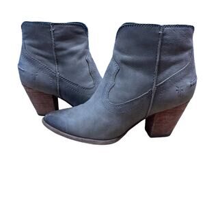 Frye Boot Womens 5.5 Renee Seam Short Leather Grey Side Zip